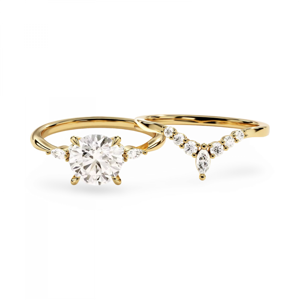 Diamantringe set - round brilliant cut