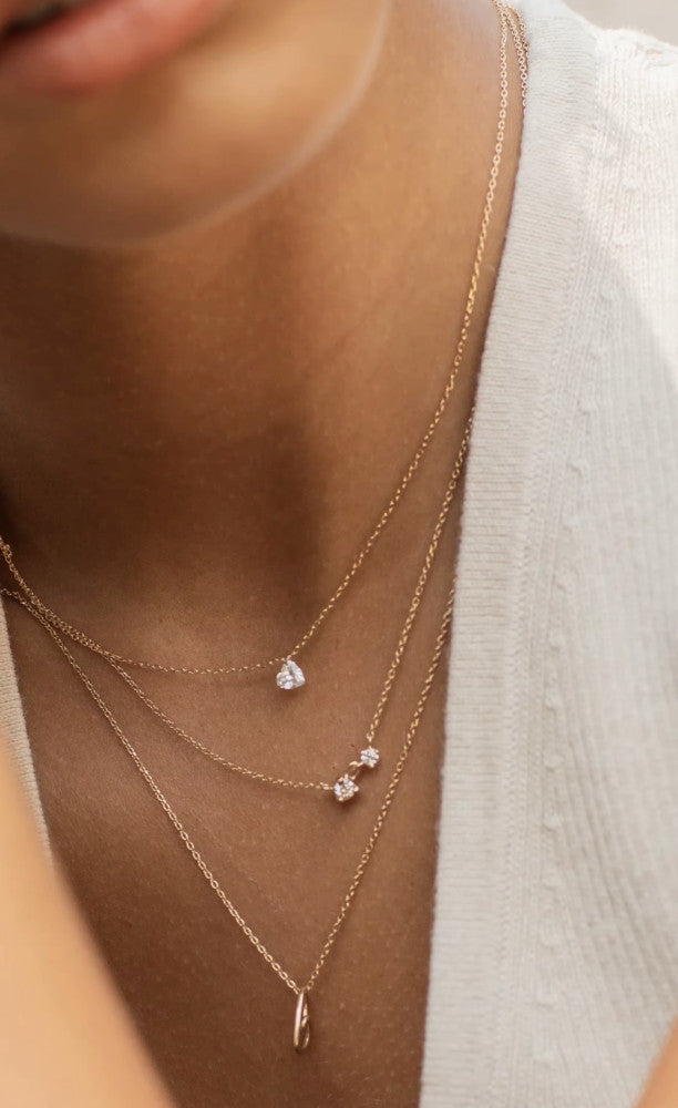 Hjerteformet diamanthalskæde (naturlig diamant)