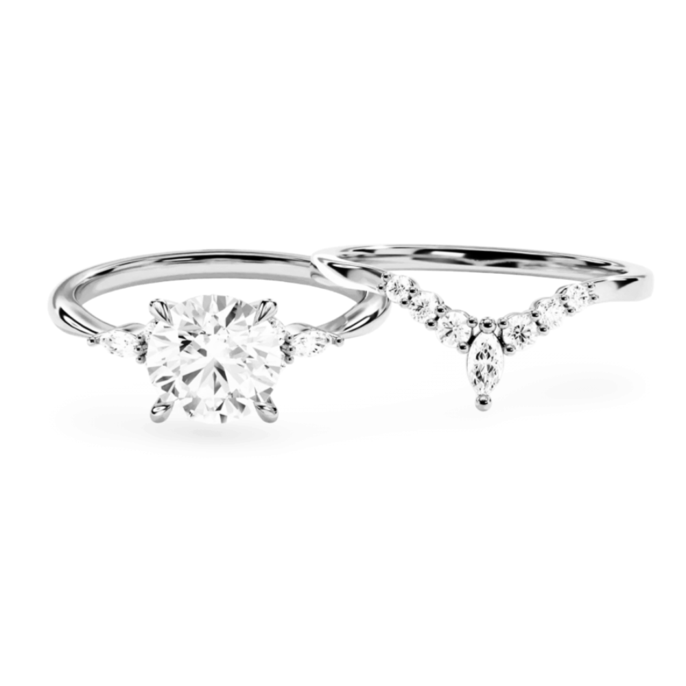Diamantringe set - round brilliant cut
