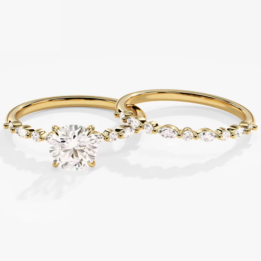 Vintage band diamantring-sæt