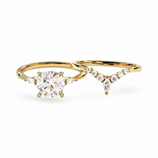 Diamantringe set - round brilliant cut