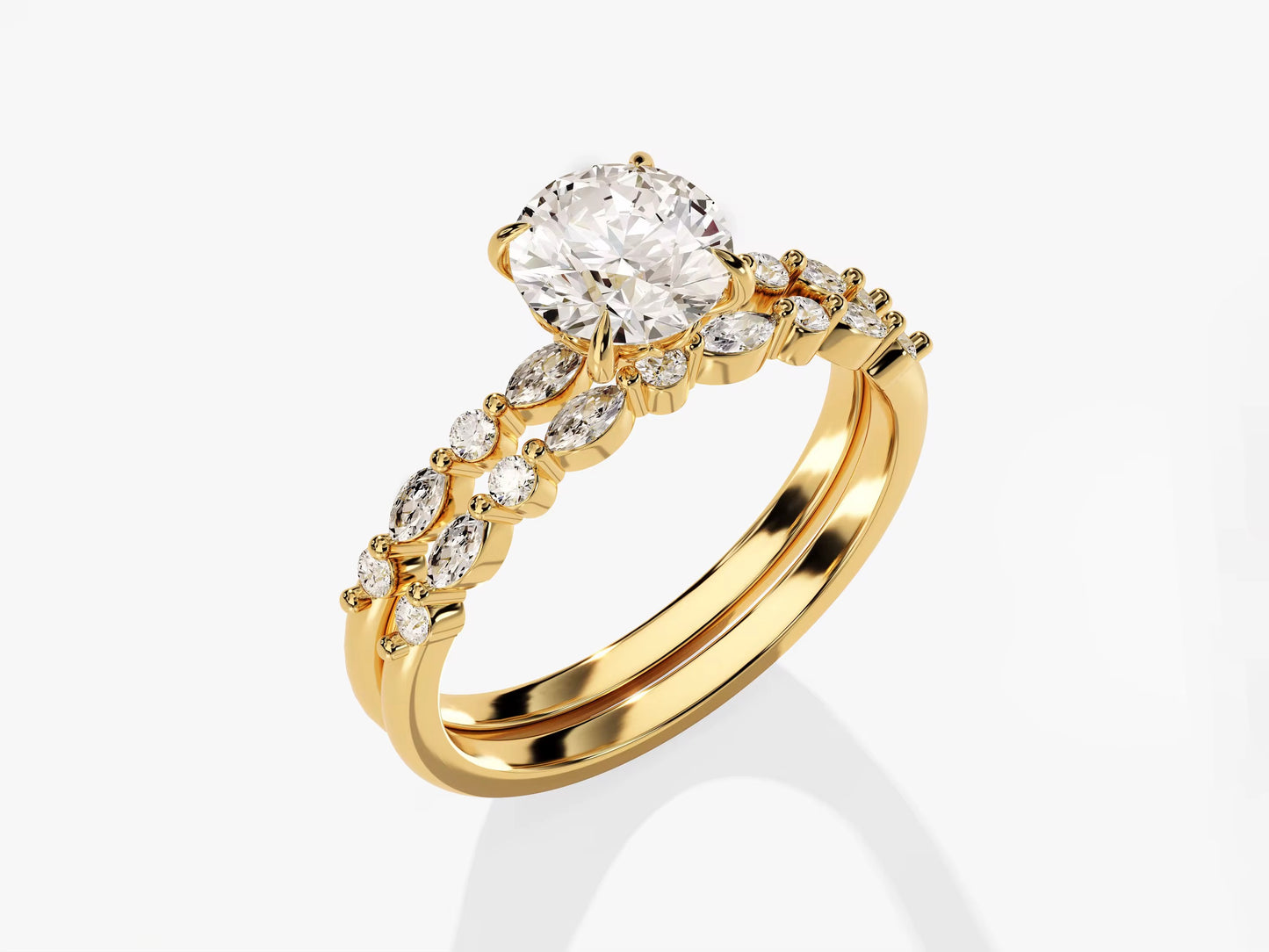 Vintage band diamantring-sæt